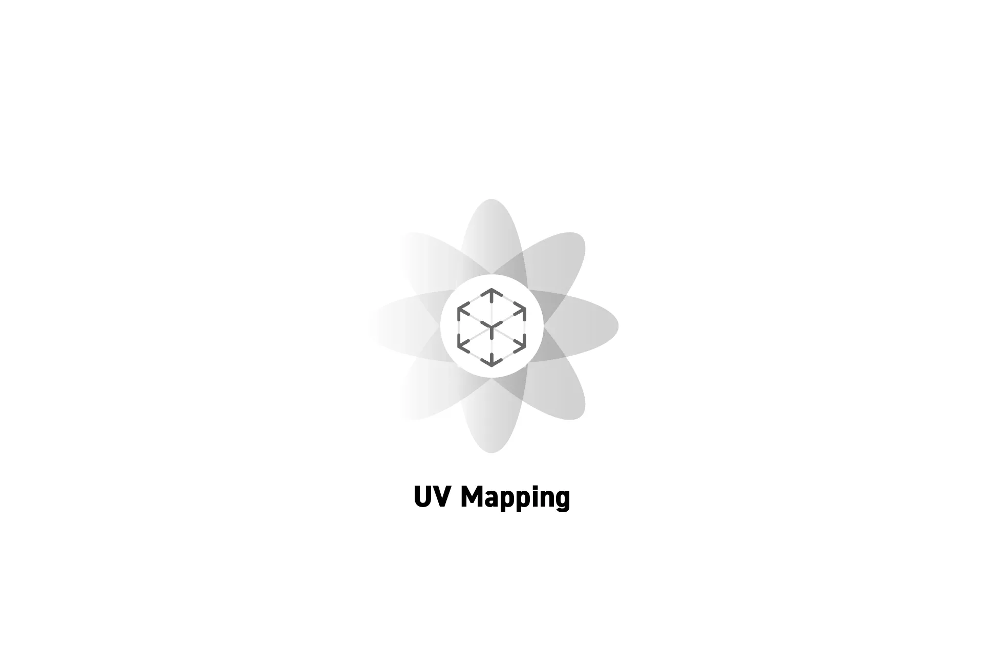 A flower that represents spatial computing with the text "UV Mapping" beneath it.