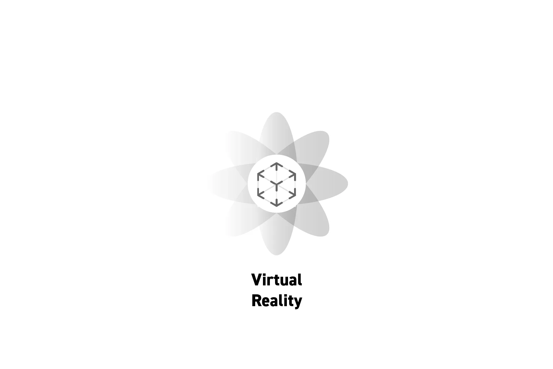 A flower that represents spatial computing with the text "Virtual Reality" beneath it.