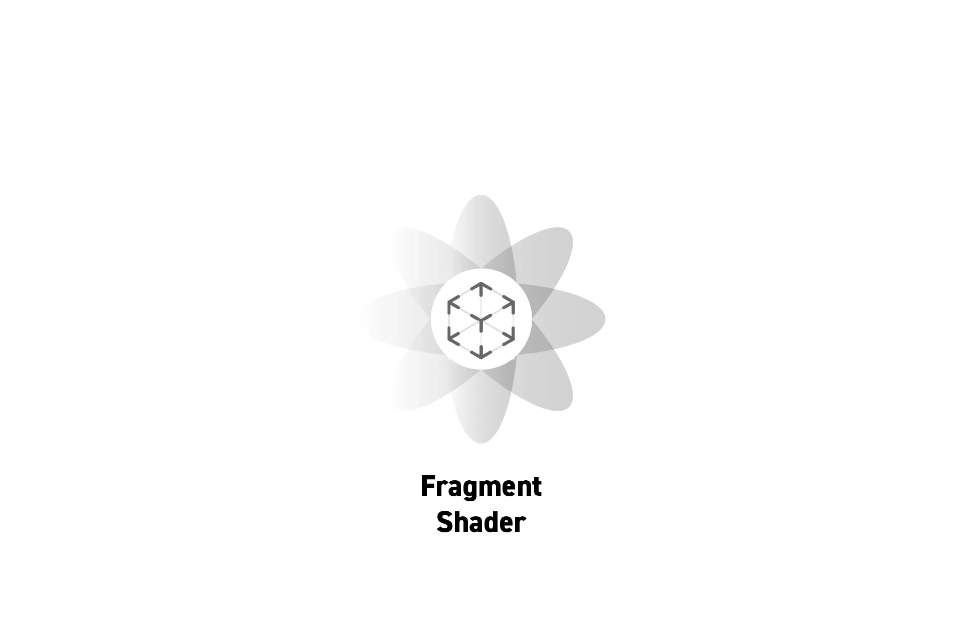 A flower that represents spatial computing with the text "Fragment Shader" beneath it.