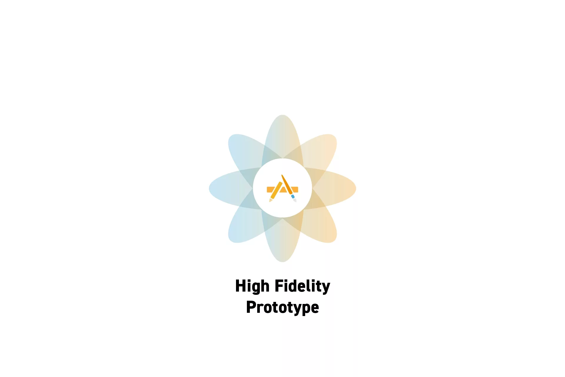 A flower that represents Digital Craft with the text “High Fidelity Prototype” beneath it.