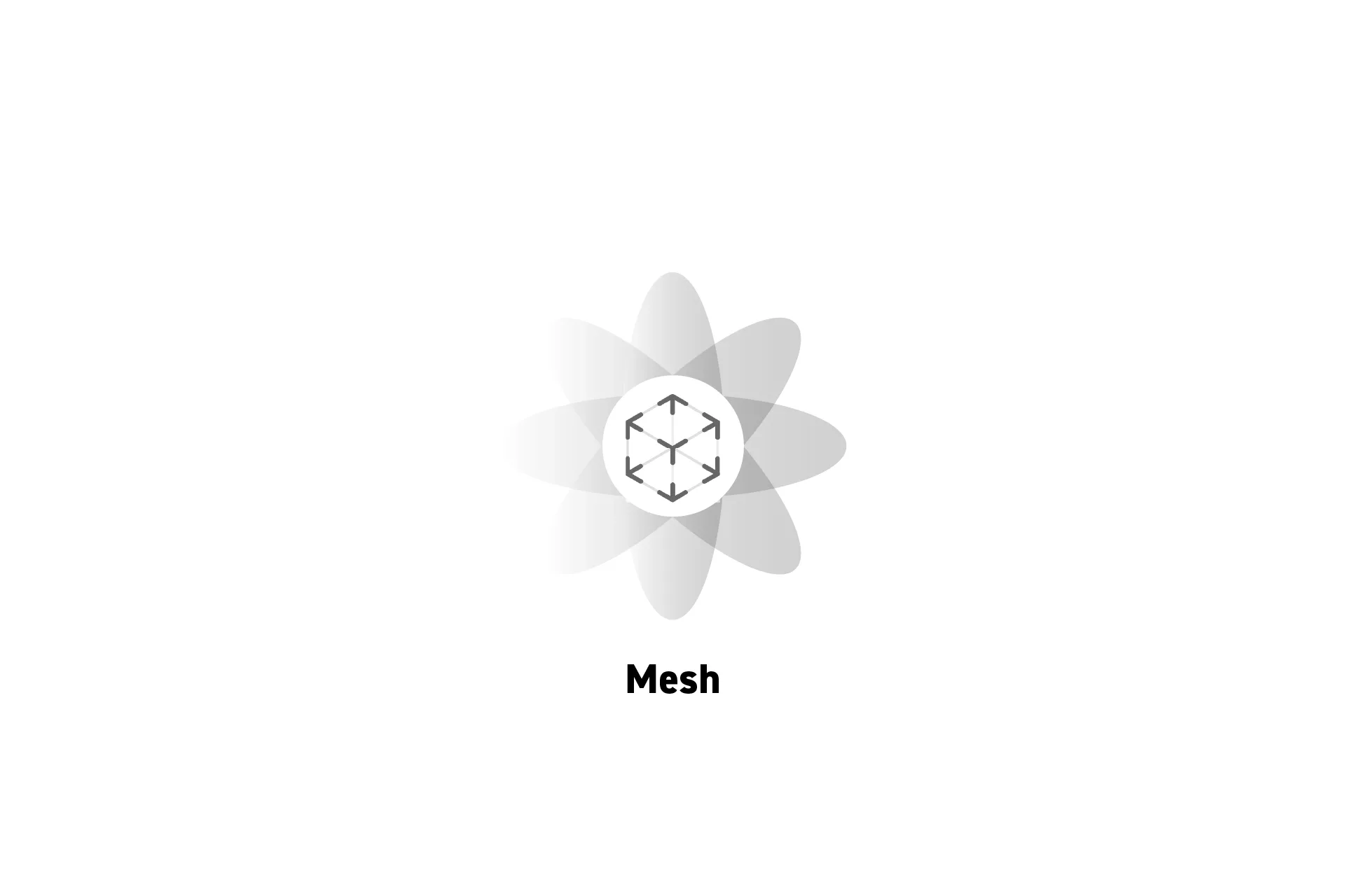 A flower that represents spatial computing with the text "Mesh" beneath it.
