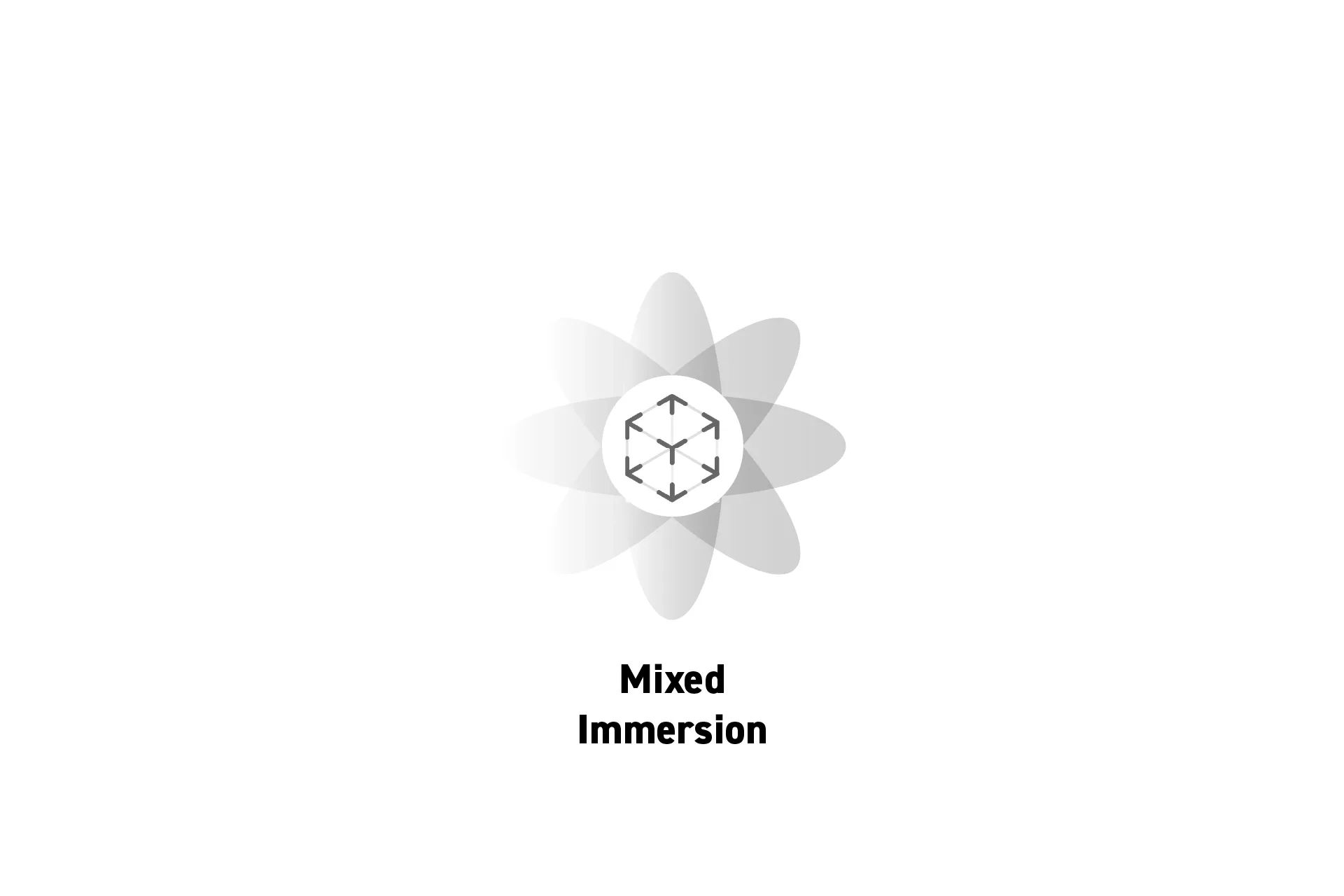 A flower that represents spatial computing with the text "Mixed Immersion" beneath it.