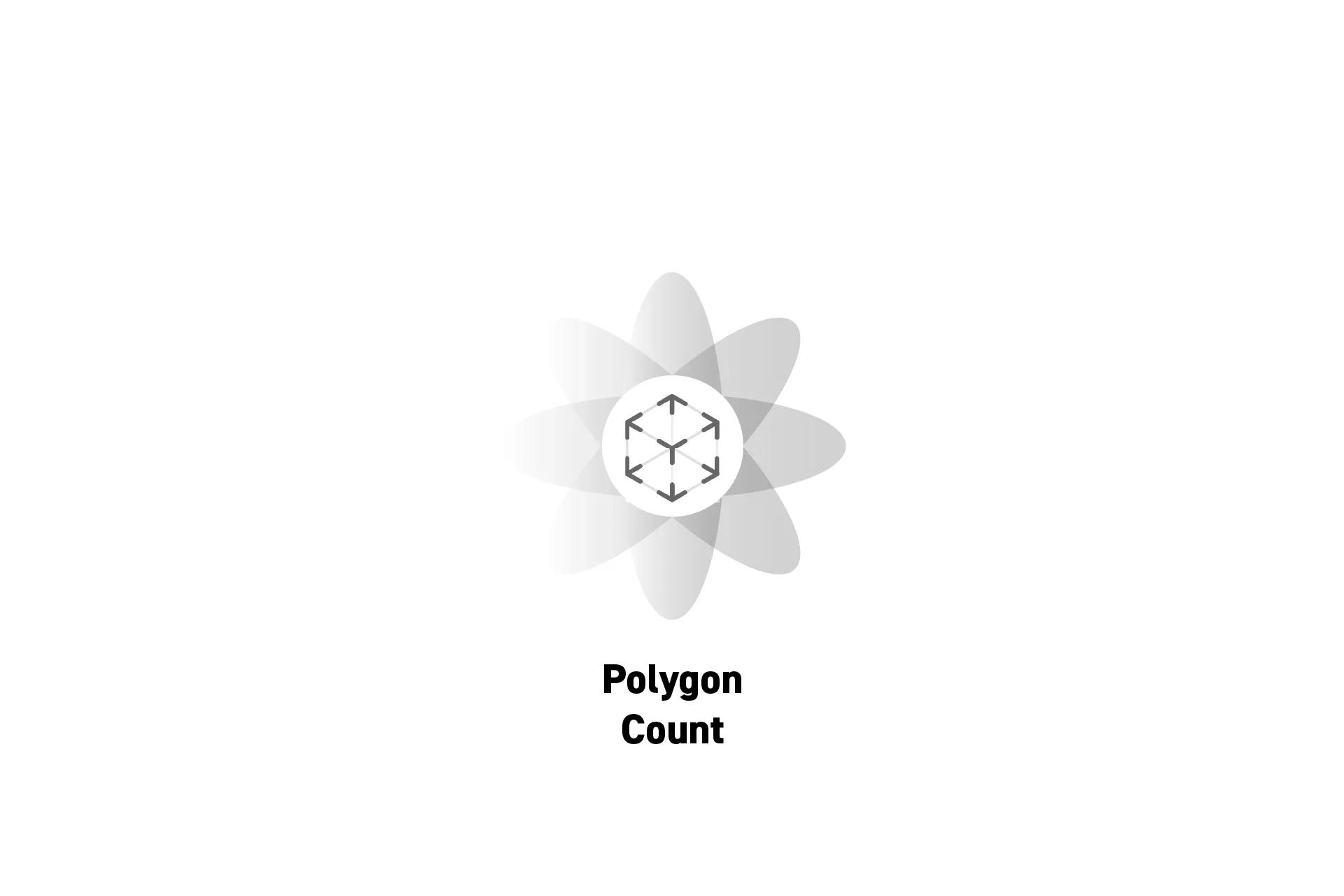 A flower that represents spatial computing with the text "Polygon Count" beneath it.
