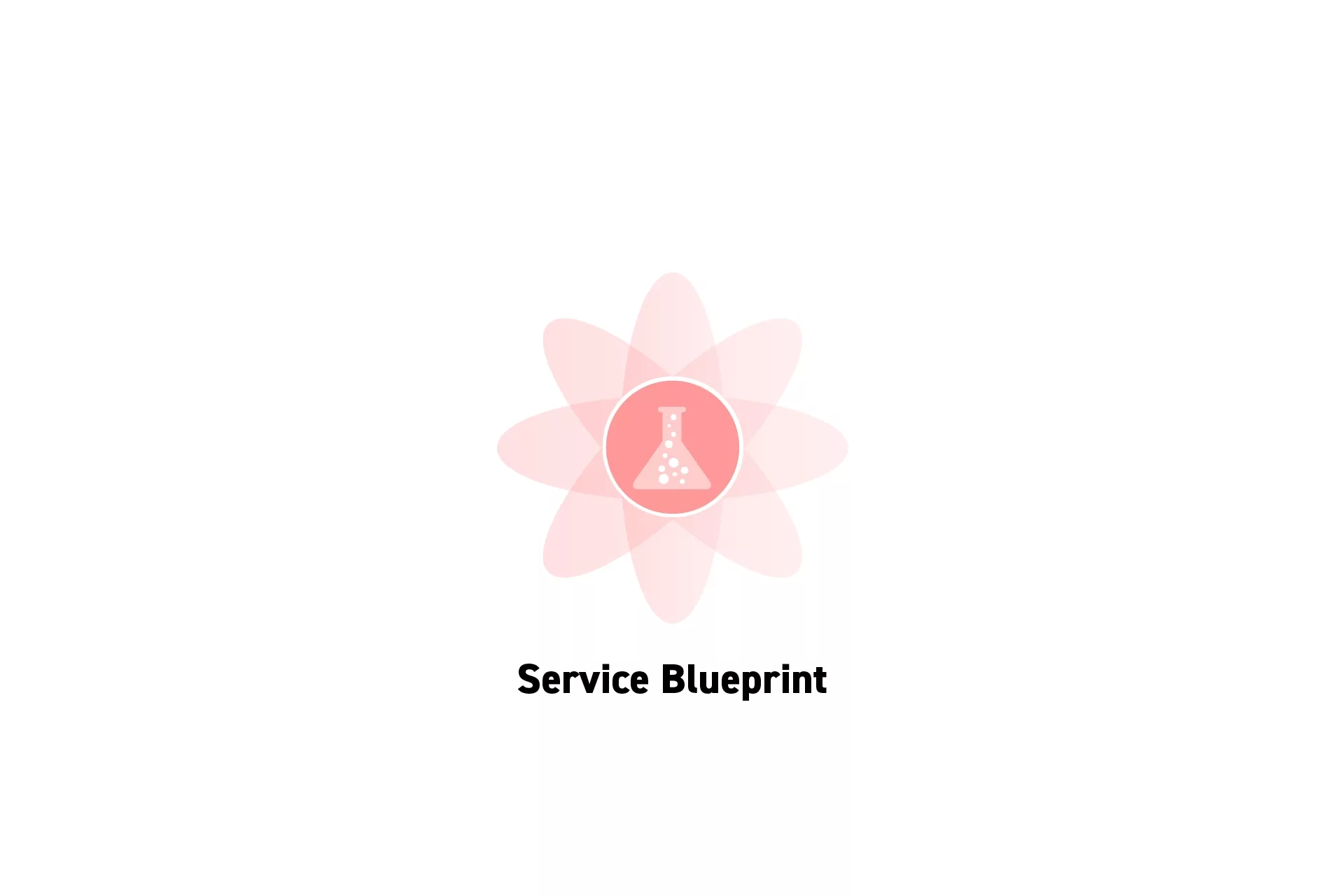 A flower that represents Strategy with the text “Service Blueprint” beneath it.