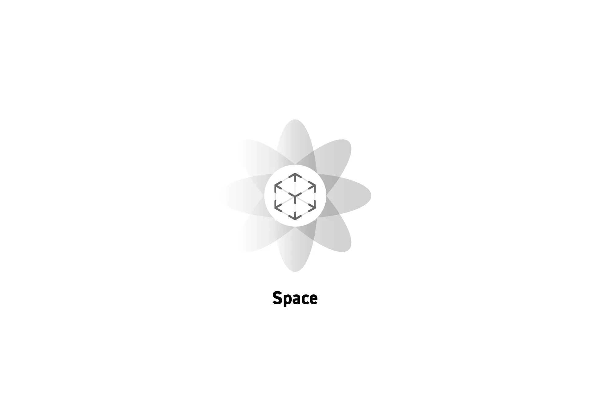 A flower that represents spatial computing with the text "Space" beneath it.