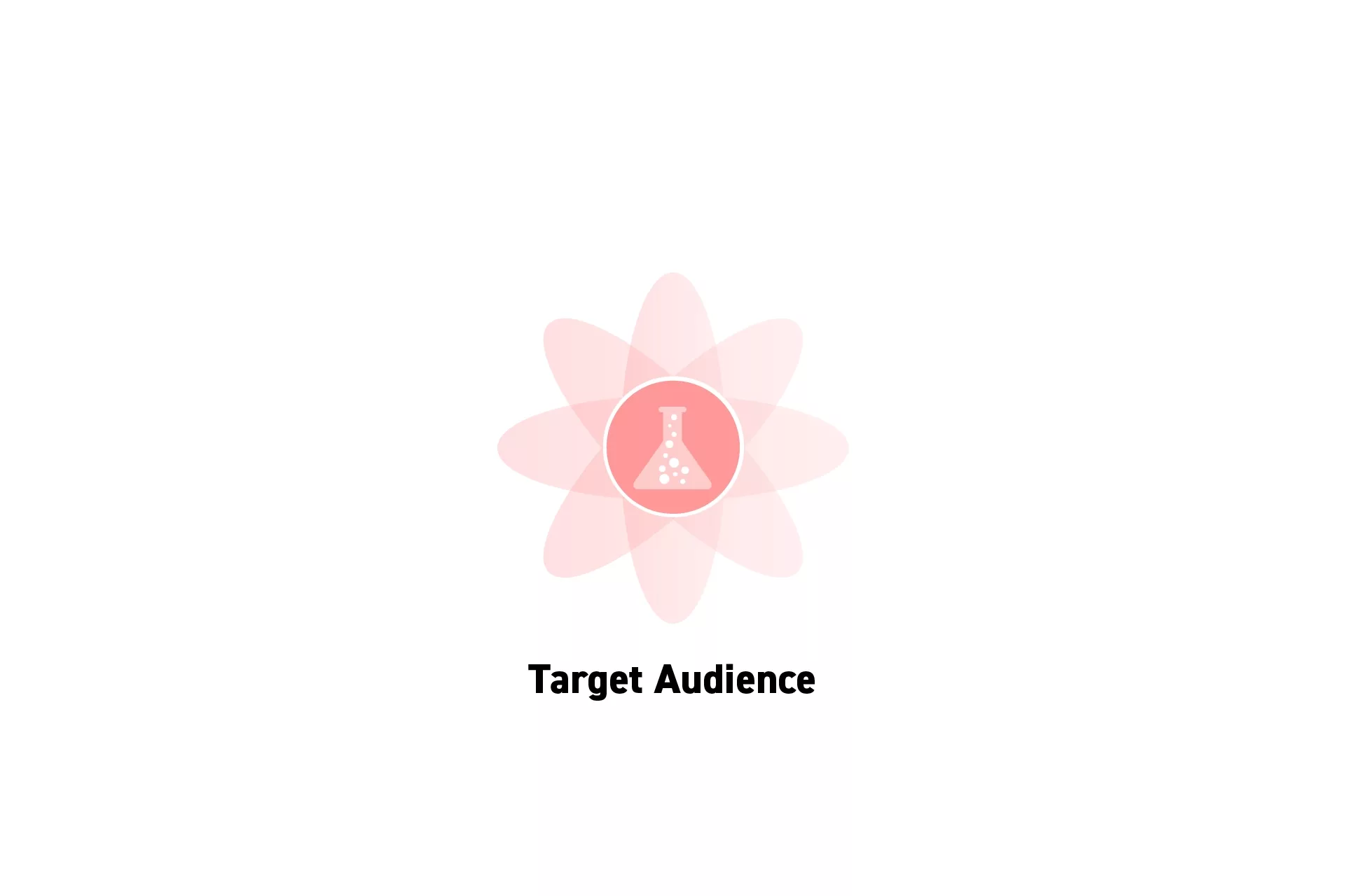 A flower that represents Strategy with the text “Target Audience” beneath it.