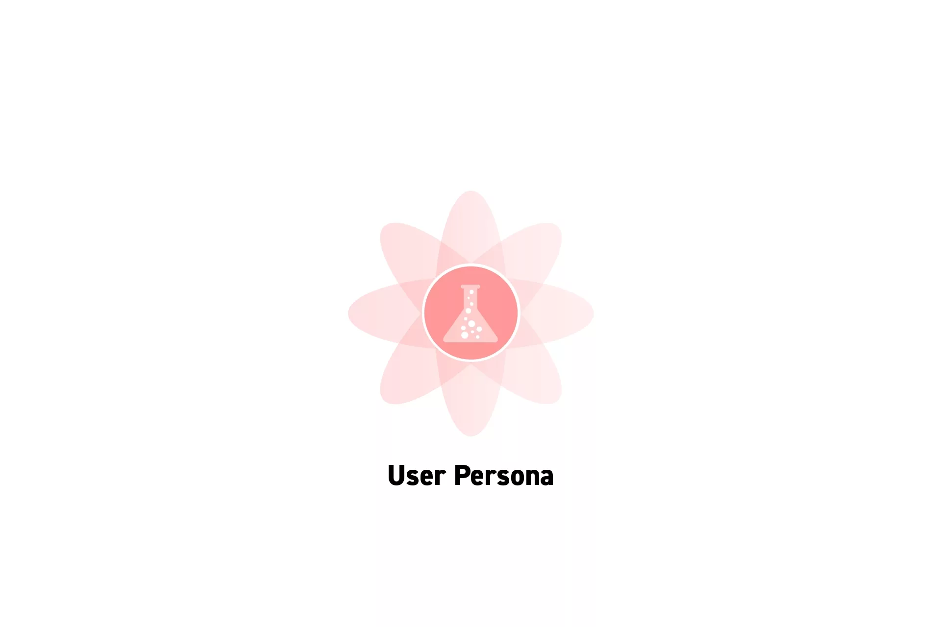 A flower that represents Strategy with the text “User Persona” beneath it.