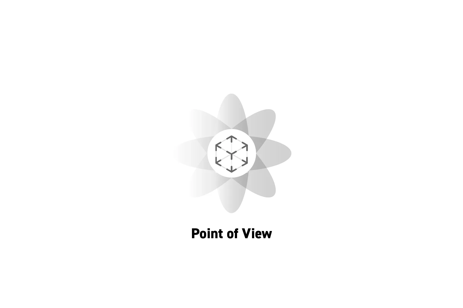 A flower that represents spatial computing with the text "Point of View" beneath it.