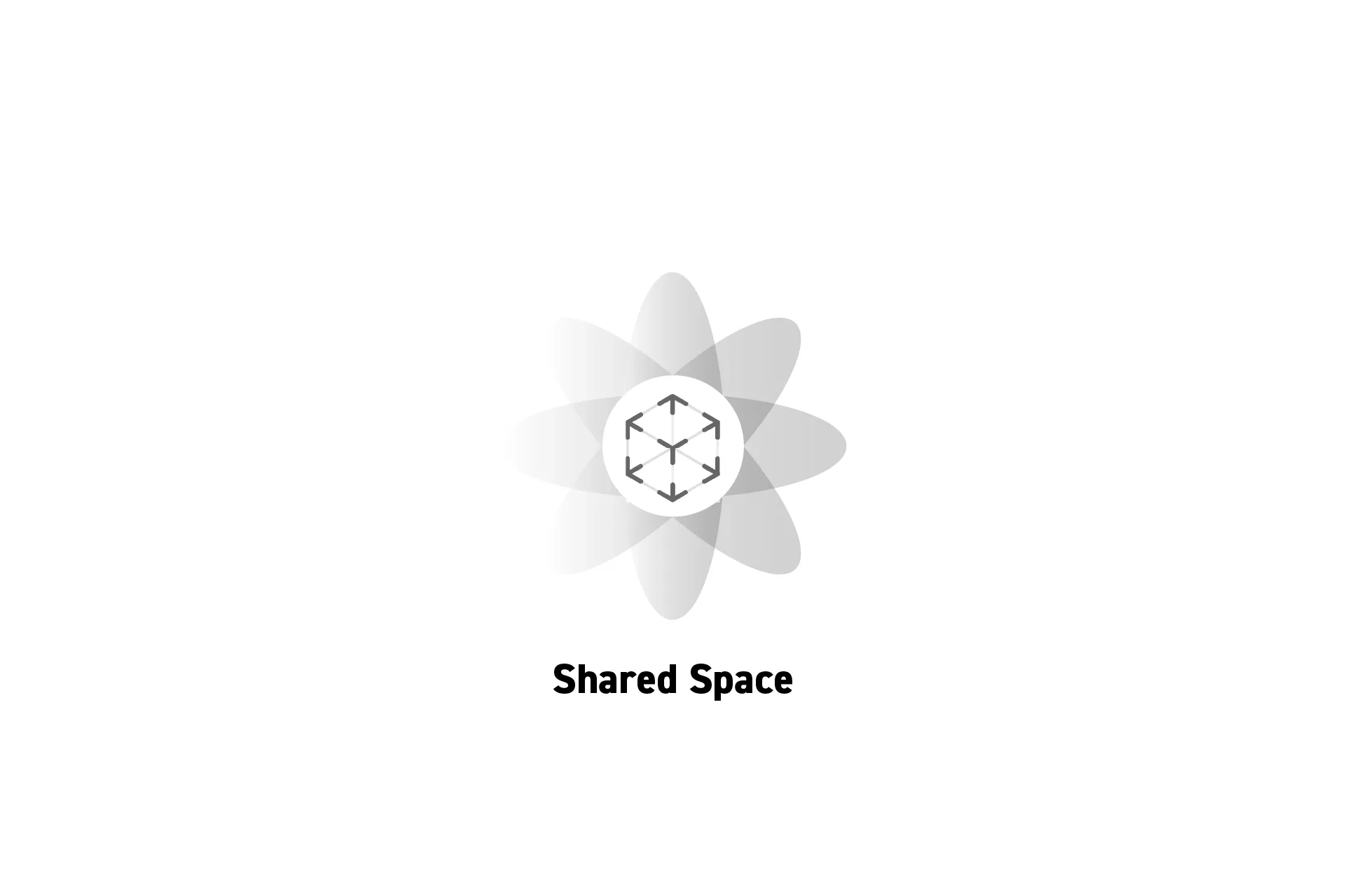 A flower that represents spatial computing with the text "Shared Space" beneath it.