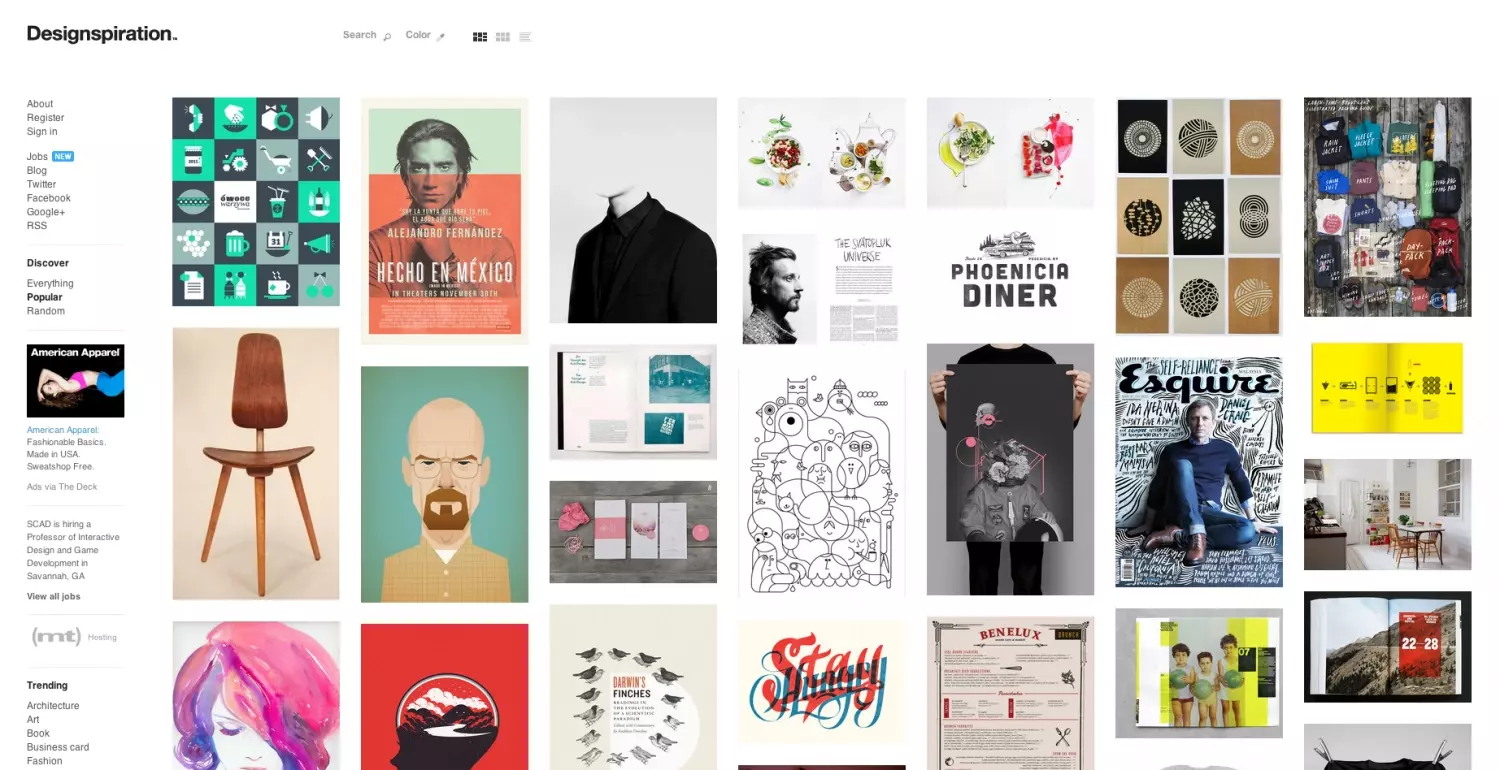 A screenshot of the designspiration website.