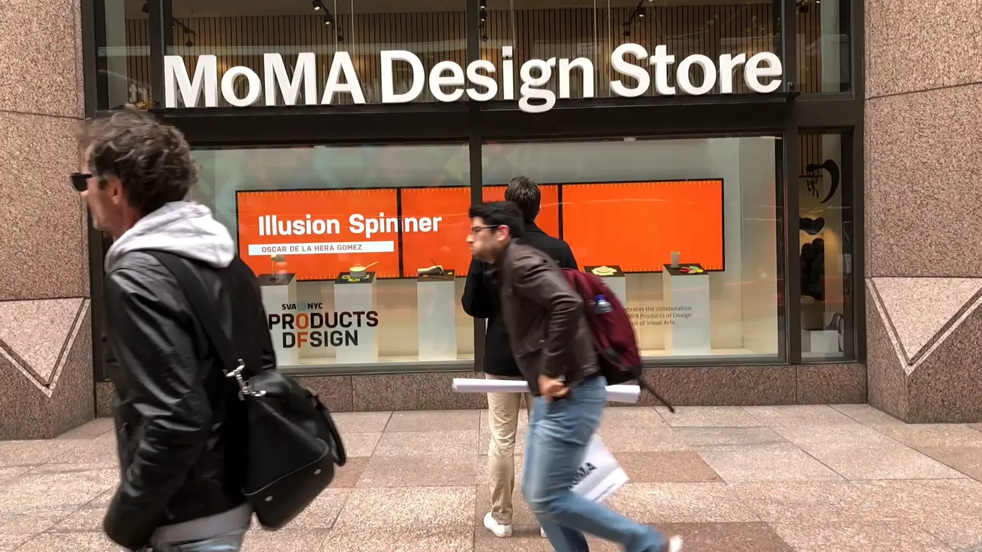 The Illusion Spinner as featured on the front windows of the Midtown Manhattan MoMA Design Store.
